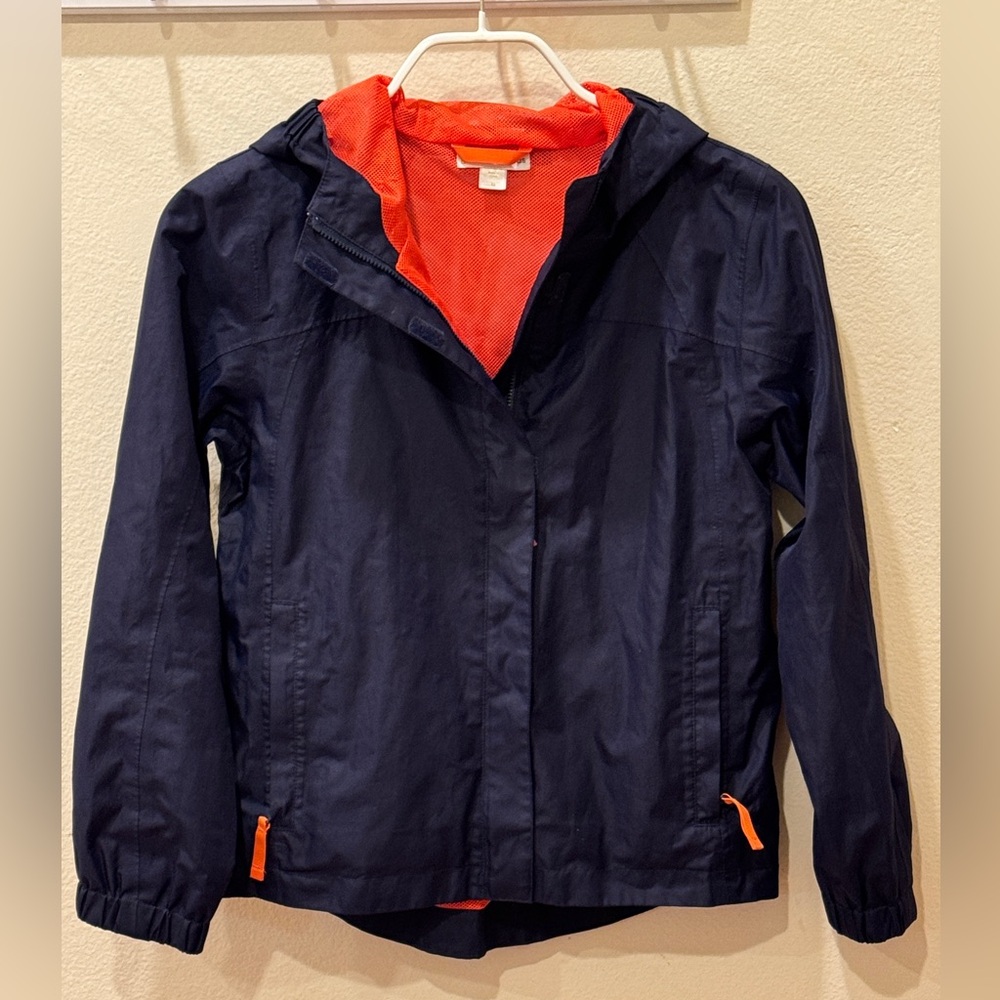 Garnet Hill Kids Full Zip Windbreaker Jacket, Navy Blue, sz 12